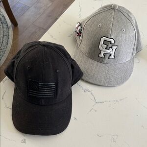 Black American Flag and Gray Baseball Caps